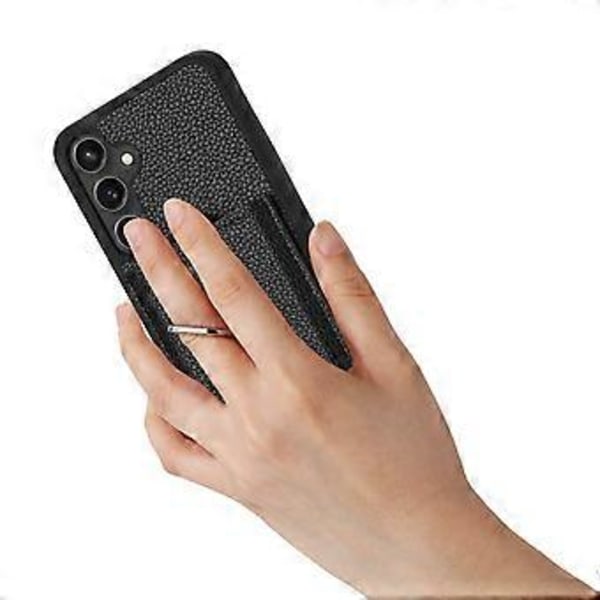 Skal för Samsung Galaxy A55 5G Ritningsdesign Kortfack Läder Baksida med Ringstativ (Stil E)