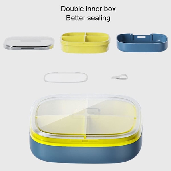 Bärbar pillerbox, bärbar pillerbox påfyllningsbox, fuktbeständig pillerförvaringsbox, blå