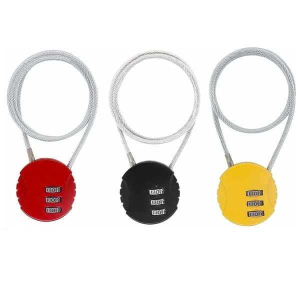 Sifferkodlås, 3 stk Tyverisikring Hjelmlås, Bagasjelås, Kode