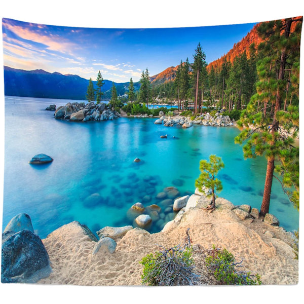 Mountain Lake Tapestry Wall Hanging Ocean Tapestry Blue Lake Vie