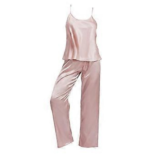 Dam 2-delat Pyjamasset Supermjukt Rygglöst Linne Långbyxor Sovkläder Loungewear Set (XL Rosa)