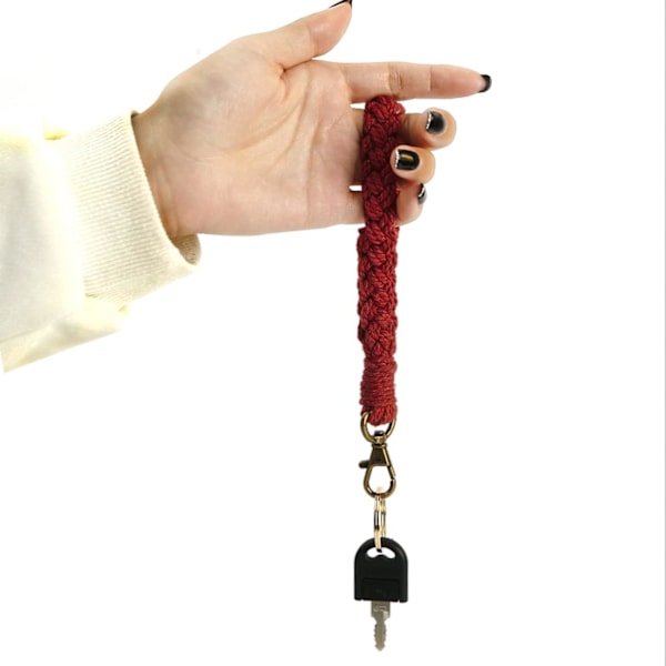 Blød Makrame Nøglering Boho Håndlavet Håndledsrem Armbånd Nøglering Country Style Håndledsrem Håndlavet til Kvinder