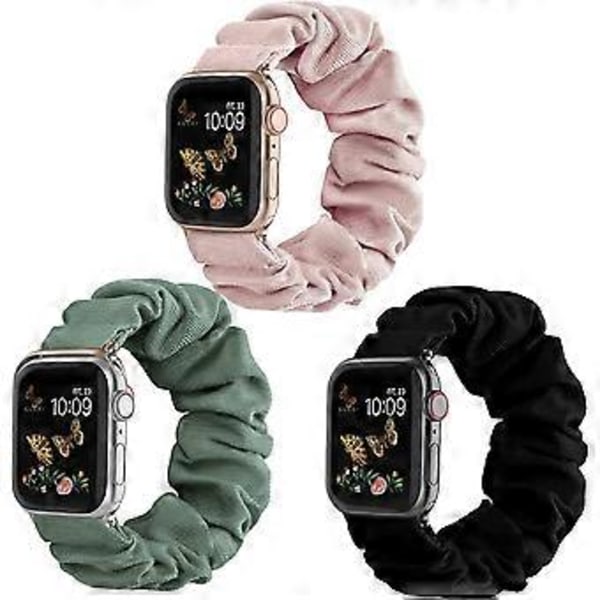 Kompatibel med Scrunchie Apple Watch Rem 38mm 41mm 42mm 40mm 44mm 45mm Sød Print Elastisk Urremme Kvinder Armbånd Rem til Apple iWatch Serie 7