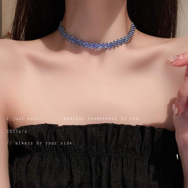Rhinestone Choker Halsband Flerfärgad Diamant Rad Halsband Kristall Chokers Halsband Kedja Smycken Glittrande Fest Bal A