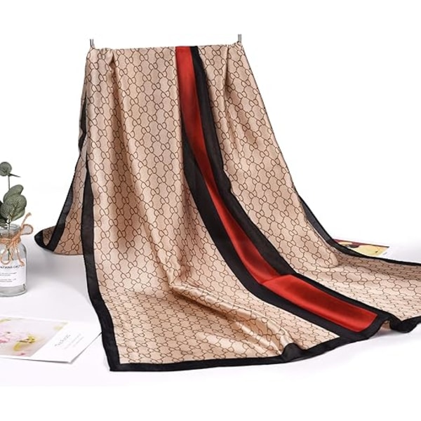1 stk Brun Kvinders Silke Satin Sjal Trykt Sjal Leopard