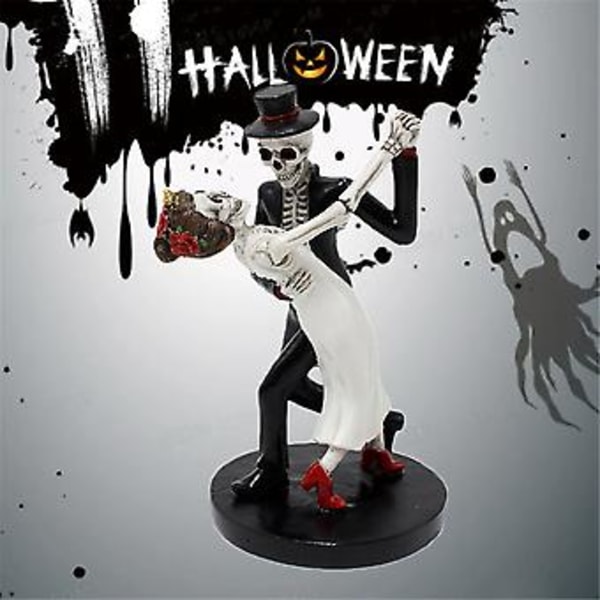 Halloween Bröllop Brud & Brudgum Ornament Skelettpar Latin Tango Dansande Hartsstaty Figur Dekoration Hemfest Spökhus Rekvisita Skräck Dekoration ( )