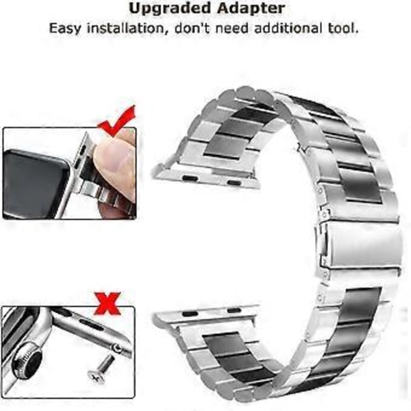Kompatibel med Apple Watch Remmer Bytte Rustfritt Stål Metall Rem - Midt Svart 38-40mm