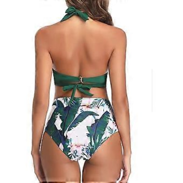 Naisten Vintage Collect Bikini Uimapuku Röyhelöinen Korkea Vyötäröinen Kaksiosainen Setti Nauhoituksella Röyhelö Bikini Housut Pari 3/4 Uimapuvun Kanssa (XX-Large Vihreä)