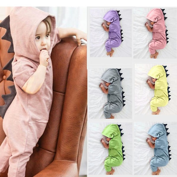 Baby Clothes New Baby Boys Girls Clothes Baby Dinosaur Hooded Jumpsuit Outfits Autumn Winter Kids Clothing Purple 18Mto90