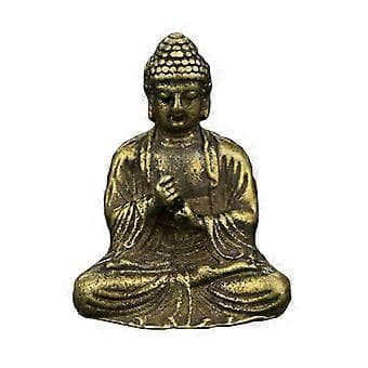 Miniature Sakyamuni statue i messing, skulptur tilbedelse Buddha ornamenter (B)
