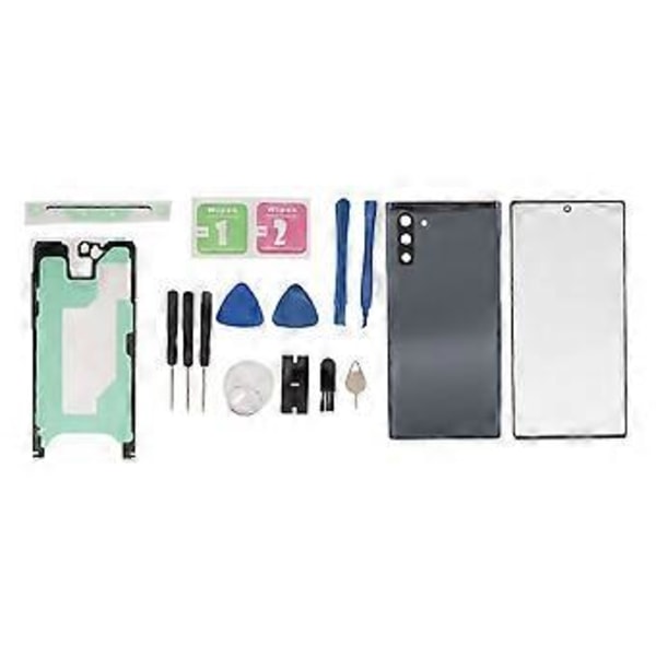 Udskiftningsglas bagside dæksel frontskærm glas reparationssæt til Samsung Galaxy Note 10 Sort