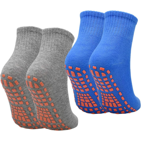 2 Pairs Women Men Anti-Slip Sports Socks for Yoga Pilates Dance F