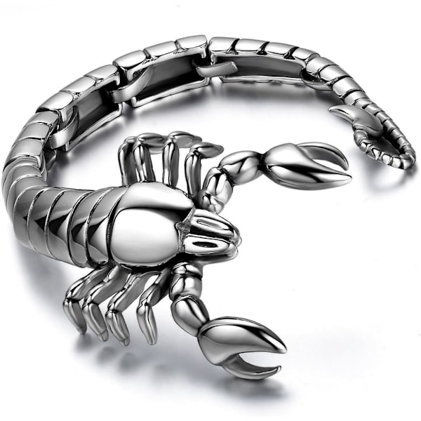 Men's Stainless Steel Bracelet: Gothic Polished Stainless Steel Large Scorpion King Cuff Bangle Bracelet Silver