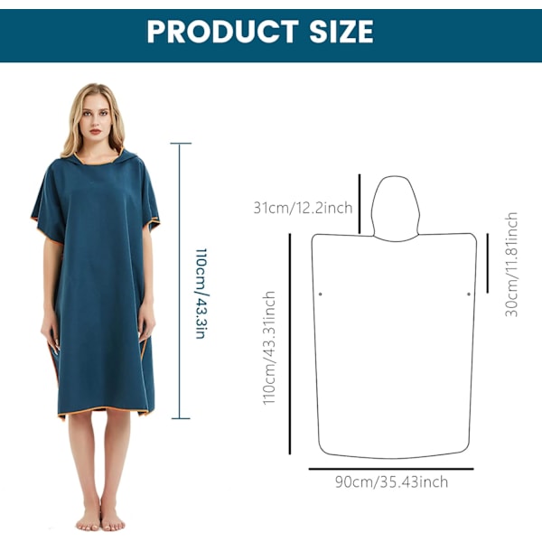 Lila Röd Poncho Handduk, Mjuk Surf Badrocka med Huva, Snabbtorkande