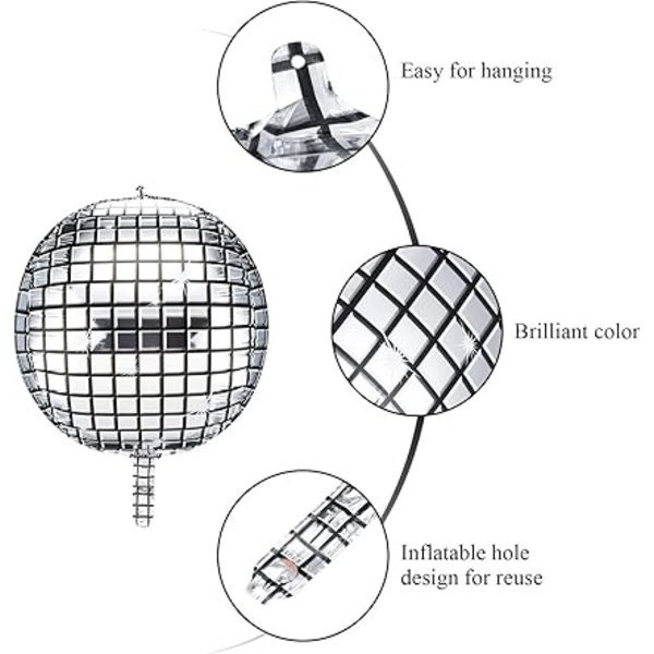 Disco-folioilmapallot Mylar-heliumilmapallot 10 kappaletta 22 tuumaa 4D suuri peili