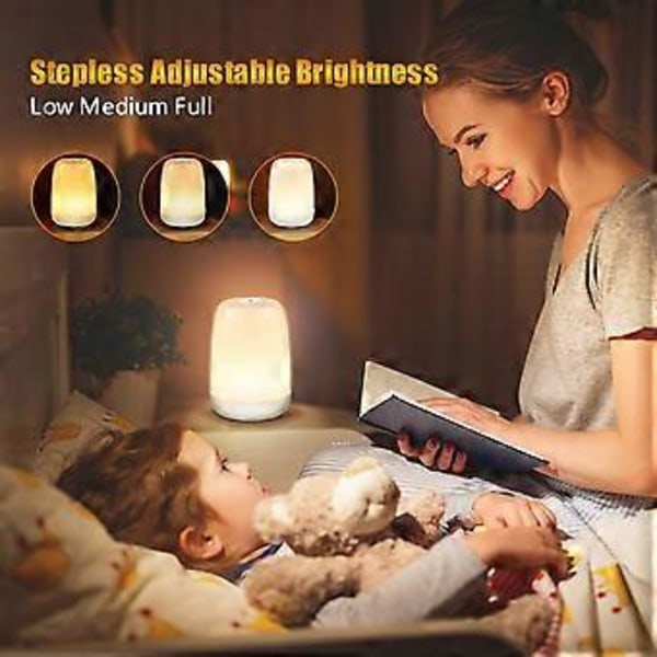 Sänglampa med USB-laddning Touch Bordslampa, 6 Omkopplingsbara RGB-färger Touch-lampor och 3 Ljusstyrkenivåer