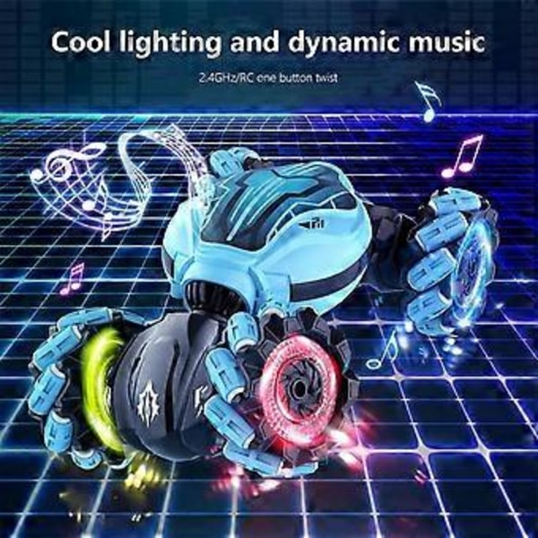 RC Stunt Bil Legetøj Til 6-12 Årige Børn 4WD Fjernstyret Bil Med Ur-controller - Gestussensor Roterende RC Bil Med Lys Musik (Pink)