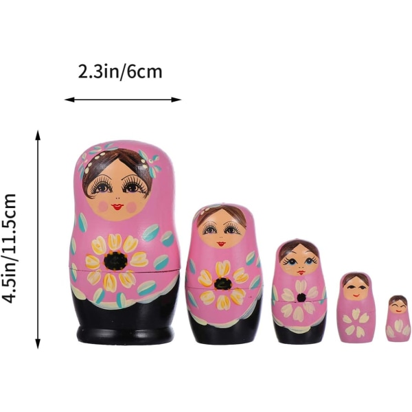 5 st Trä Ryska Nesting Dolls Dockor Trä Dockor Leksak Barn
