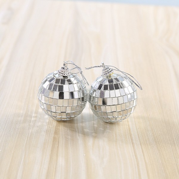3 st silver disco reflekterande spegel julgranskulor enkla att hänga för jul
