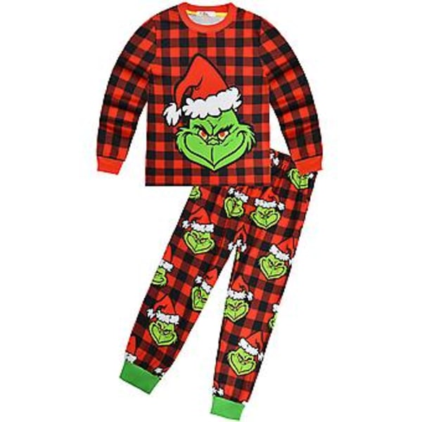 4-9 år Barn Pojkar Flickor Jul Grinch Tryck Pyjamas Set Jul Kläder Nattkläder Pjs Gåvor (4-5 År A)