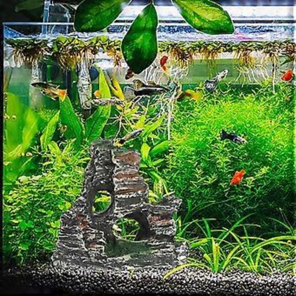 1 stk Kreativ akvariumdekorasjon landskap harpiks steinbed akvarium simulering harpiks steinbed  stil38