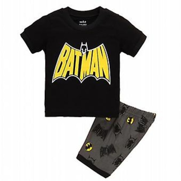 Barn Gutter Batman Sommer Pyjamas Outfit Korte Ermer T-skjorte Topper Shorts Sett Sleepwear (6-7 År)