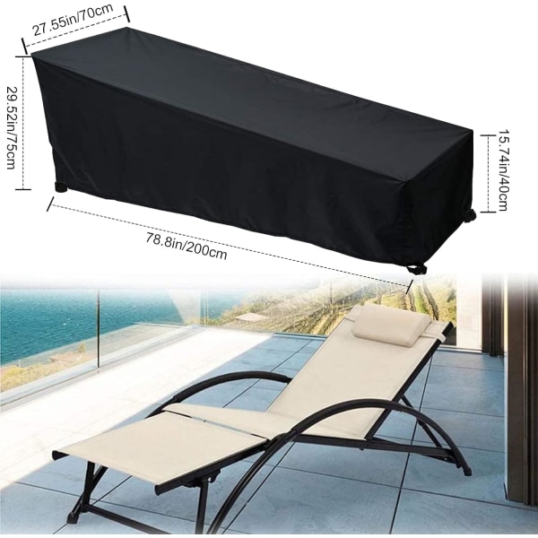 Sun Lounger Cover, 2 Waterproof and Dustproof Garden Sun Lounger