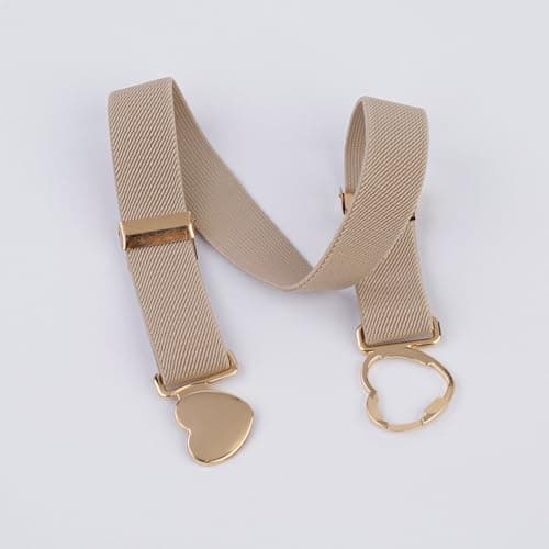 (1PCS, Beige) Stretchig elastiskt midjeband med hjärtformat spänne - Stansfri legeringsduk flickbälte för tonåring,