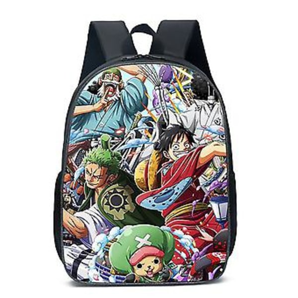 Ryggsäck för barn, pojkar och flickor, Anime One Piece 3D-tryckt, lätt, stor kapacitet, skolväska, ryggsäck, reseväska, laptop-ryggsäck för tonåringar (H)