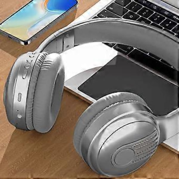 2024 Hodebårne Trådløse Bluetooth Øretelefoner - Maillard Farge Retro Musikk Ultra Lang Rekkevidde Øretelefoner (Grå)