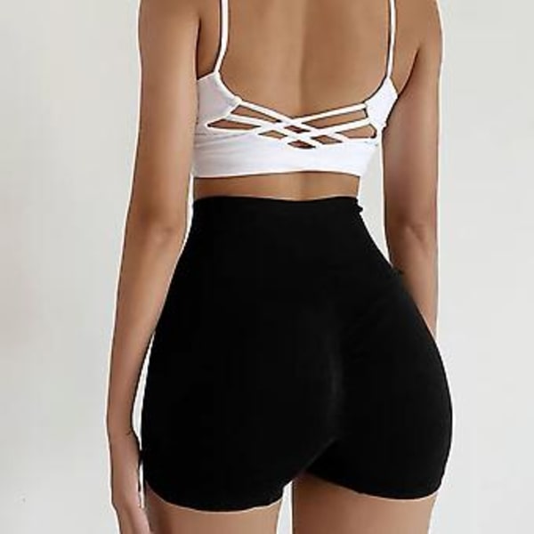 Dam Yoga Shorts med Hög Midja, Butt Lift, Träning, Yoga, Löpning, Gym, Nylon Shorts, Träning, Fitness, Sportkläder (XL Gul)