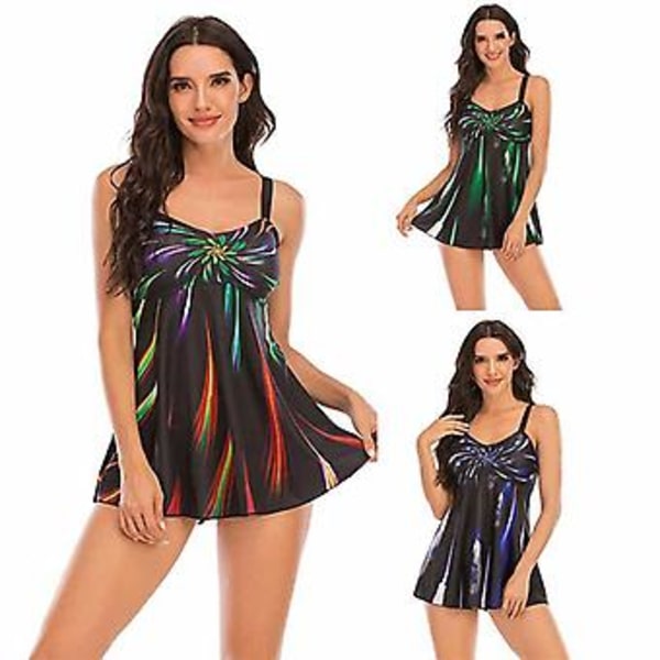 Piges badedragt split kvinder sexy gradient print plisseret plus size bikini badetøj 4xl