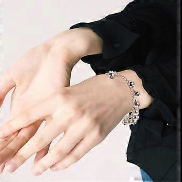 Armband med klockcharm, silverpläterad, massiv länkkäda, handledsmycke för kvinnor
