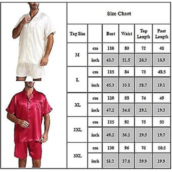 Miesten Silk Top Shorts Mukava Yöasusetti -r (3XL Punainen)