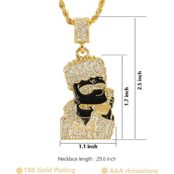 Halskjede hip hop diamant tegneseriefigur halskjede