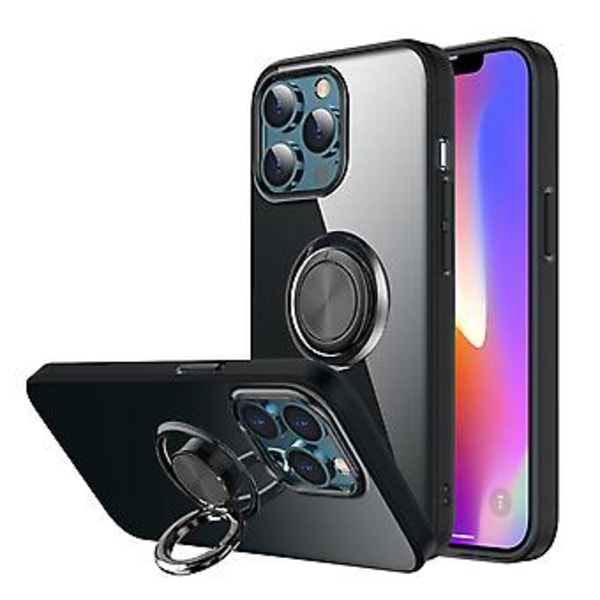 Repskyddande Telefonfodral med Ringhållare för Apple 13-serien (13 Transparent svart)
