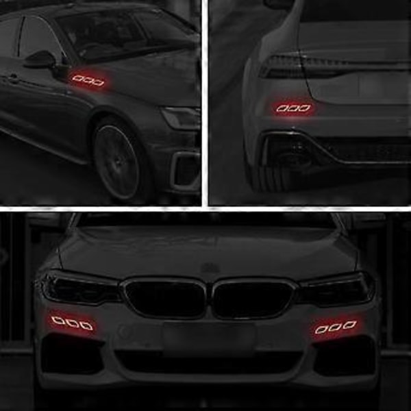 6 kpl 3D Vahva Heijastava Raita Tarra Auton Lokasuojaan Konepeltiin Puskuriin Korkean Intensiteetin Yönäkyvyys Heijastava Tarra Autoihin Maastoautoihin (Punainen)