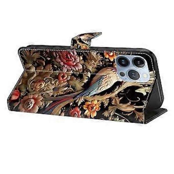 Til iPhone 16 Pro Max Cover PU Læder Wallet Flip Cover med Støttefunktion (Style D)