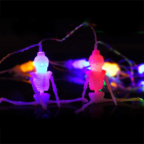 Skeleton Lights Halloween String Lights - 10Ft 20LEDs Skeletons H