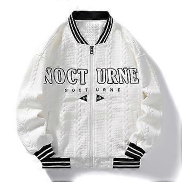 Jakke Baseball Uniform Hverdagslig Casual Par Trendy Merke Allsidig Jakke(XXL Hvit)