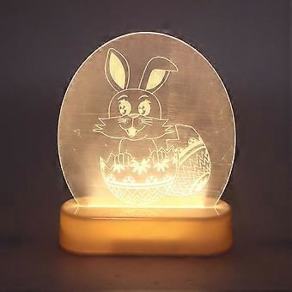 Kanin 3D Natlampe Kaninform Energibesparende 3D Kaninlampe Slidstærk ABS Akryl LED Påske Natlampe til Børn