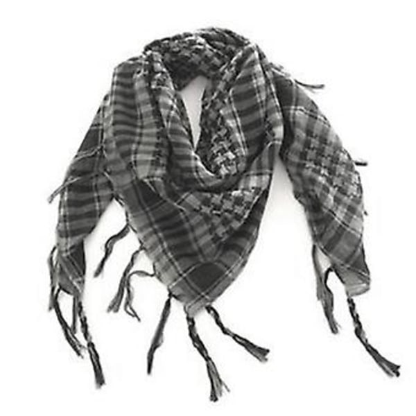 Unisex Houndstooth Arab Tactical Desert Army Shemagh Keffiyeh Tassel Scarf Wrap Scarves( Grey)