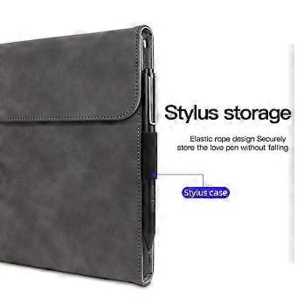 Til Microsoft Surface Pro 10/9 Etui Stativ Læder Beskyttelsesærme med Pen Holder - Sort (Sort)