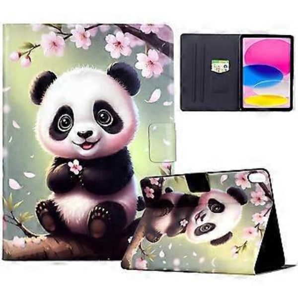 Stativdeksel for iPad (2025)/iPad 10.9 (2022) Nettbrett Skinn Deksel med (Sakura Panda)
