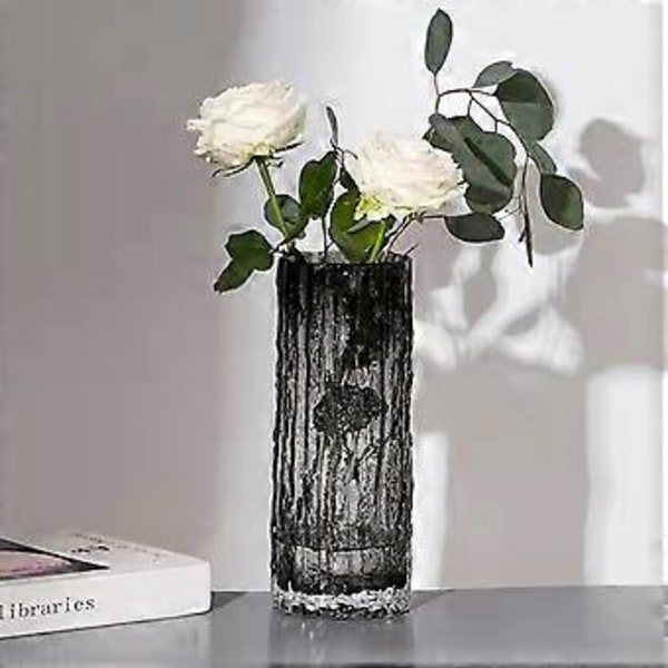 Extremt Frusen Glaciär Sten Vas Glas Klar Ins Vind Arrangemang Blomma Ros Blomma Bord Dekoration (S Vit)