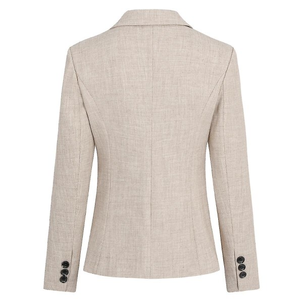 Women's 2 Piece Office Lady Business Suit Set Slim Fit One Button Blazer Pant Set Beige XS