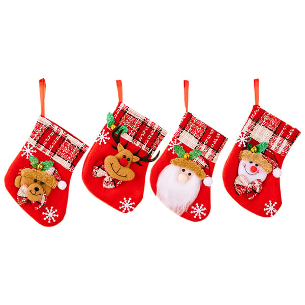 4 stk mini julestrømper, peis julestrømper