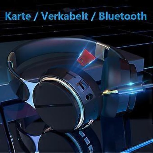Bluetooth Over-Ear Hodetelefoner, 65 timers spilletid med 3 EQ-moduser, Memory Foam for telefonsamtaler, PC og TV