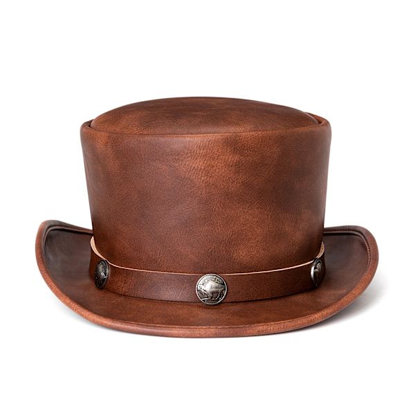 Punk Halloween ny industriell retro stil PU-läder kupol unisex magisk hatt gentleman fest bowlerhatt kvinna