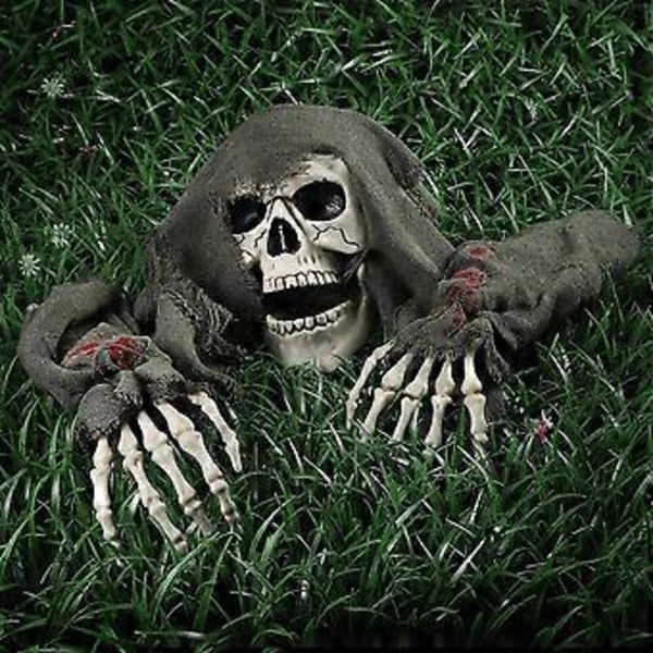 Halloween 3-osainen luurankosetti luuranko lattiainserti kolmiosainen setti ryömiva haamu hieno simulaatiokäsi valaiseva luuranko pakopeli